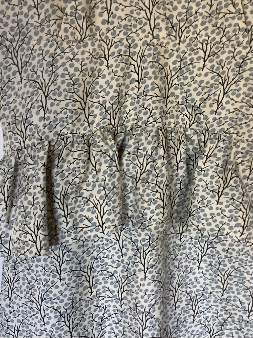 Marni Cream Dress with Black Botanical Print - Short Sleeve Peplum Mini - Picture 3 of 8
